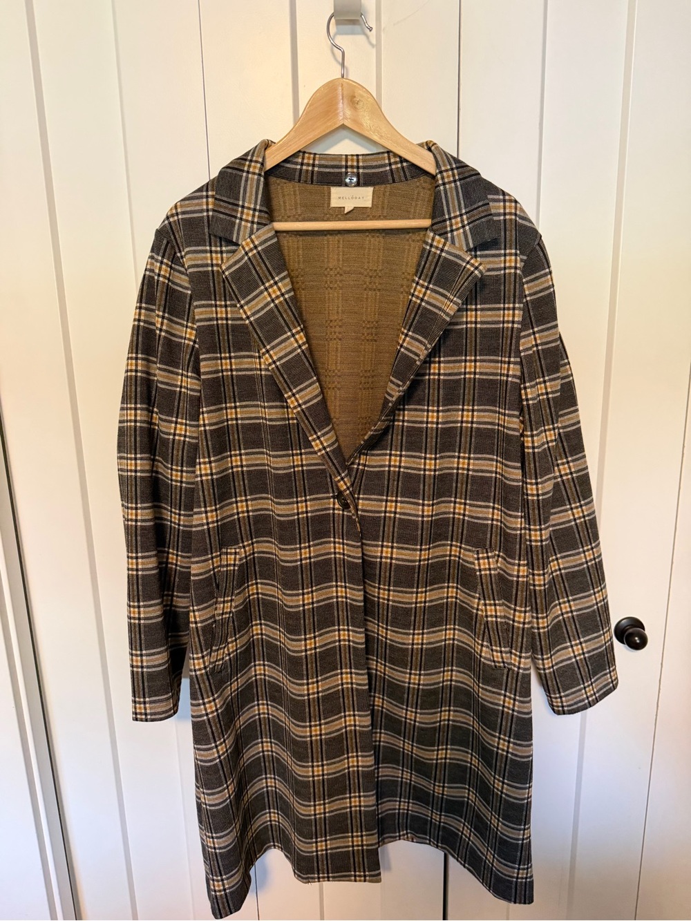 MELLODAY Plaid Trench Coat in Brown and Tan